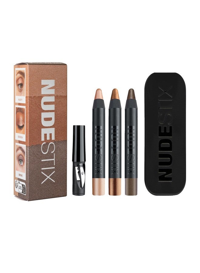 Nudestix Mini Nude Metallic Eye Kit – 3-Piece Cream Eyeshadow Pencil Set in Long-Wear Metallic Nude Shades | Multi-Use Eye Crayons for Shadow, Liner & Primer | Vegan, Travel-Friendly Makeup Set - Image 1